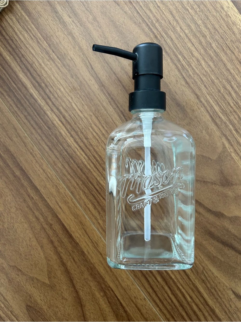 Mason Clear Glass Soap Dispenser with Black Pump